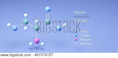 Serine, Molecular Structures, Amino Acid, 3d Model, Structural Chemical Formula And Atoms With Color