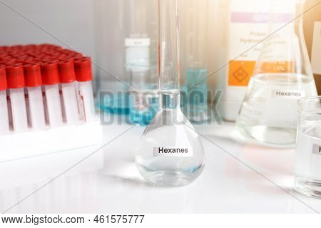 Hexanes In Glass, Chemical In The Laboratory And Industry