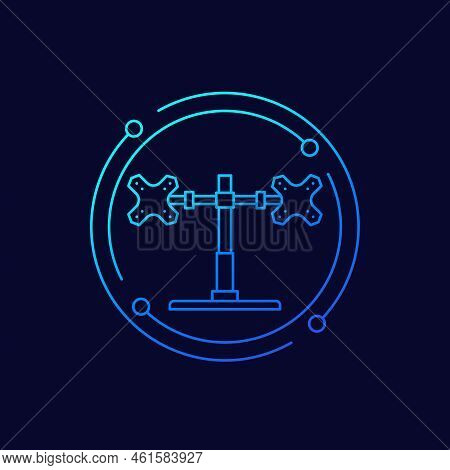 Monitor Stand With Two Mounts Line Vector Icon