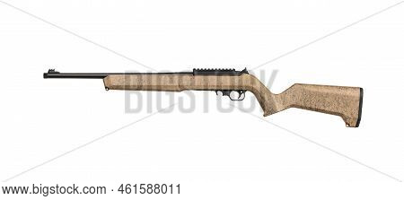 Modern Semi-automatic Small-caliber .22lr Rifle. Sports Carabiner With A Plastic Butt. Isolate On A 