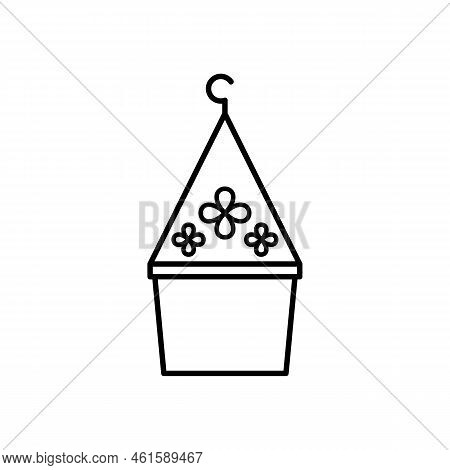 Hanging Pot With Flowers Vector Icon. Eps 10...... Plants In Kashpo For Interior. For Home Or Office