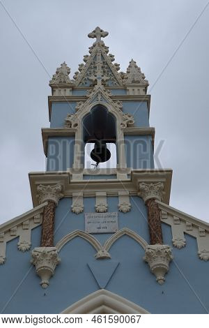 Playa San Marcos, Icod De Los Vinos, Tenerife, Spain, May 14, 2022: Bell Tower Of The San Marcos Chu