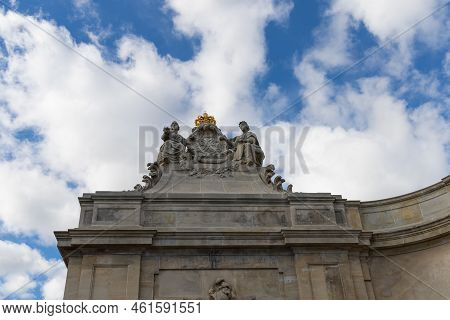 Danish Parliament Folketinget. Architectural Fragment Of The Christiansborg Palace In Copenhagen. Da