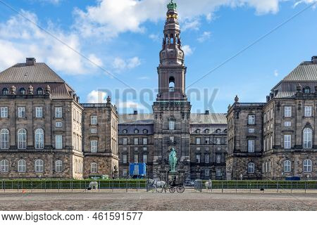 Copenhagen, Denmark - September 8, 2022. Christiansborg Palace In Copenhagen. Danish Parliament Folk