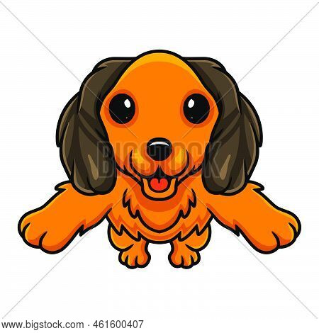 Vector Illustration Of Cute Dachund Dog Cartoon Jumping