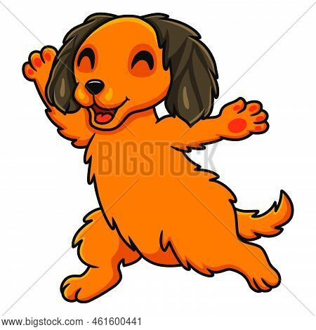 Vector Illustration Of Cute Dachund Dog Cartoon Walking