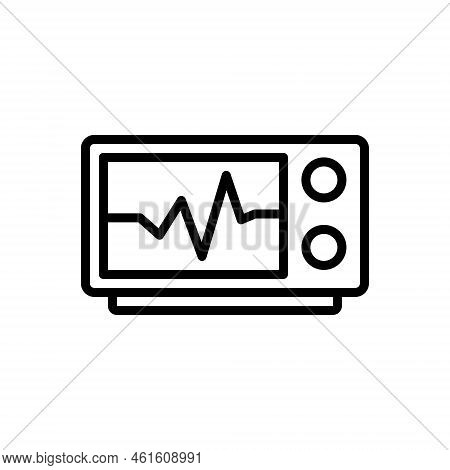 Black Line Icon For Mhz Audio Computer Frequency Radio Signal Technology Wave Cardiology Electronic
