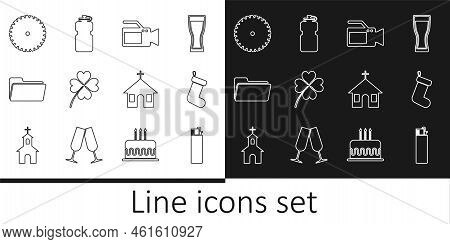 Set Line Lighter, Christmas Sock, Cinema Camera, Four Leaf Clover, Folder, Circular Saw Blade, Churc