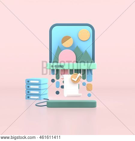 3d Icon Smartfone With Cloud Storage Data
