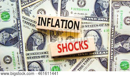 Inflation Shocks Symbol. Concept Words Inflation Shocks On Wooden Blocks. Beautiful Background From 