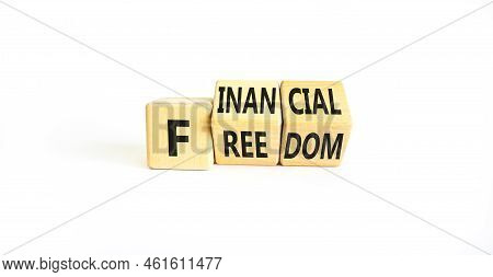 Financial Freedom Symbol. Concept Words Financial Freedom On Wooden Cubes. Beautiful White Table Whi