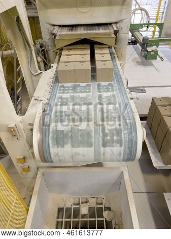 Production Of Silicate Blocks, Silicate Bricks, Stages Of Production In The Manufacturing Plant.