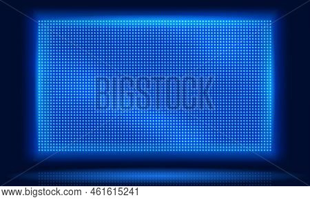 Led Screen. Video Display, Lcd Dot Pixels Wall And Diodes Glow Light Grid Vector Background