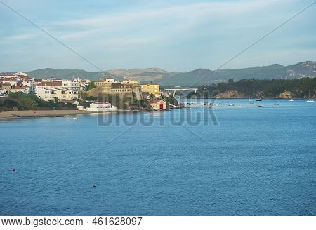 View Over The Sea On Vila Nova De Milfontes With Praia Da Franquia Sand Beach, Mouth Of Mira River, 