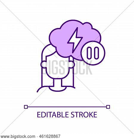 Stop Anxious Thoughts Rgb Color Icon. Cognitive-behavioural Therapy. Shift Mind Away From Anxiety. I