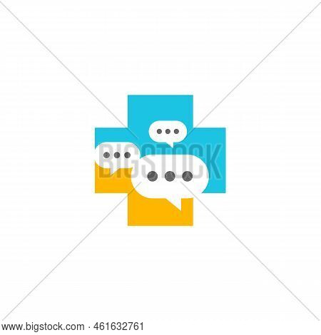 Health Chat Logo Design Template. Chat Plus Logo Concept Vector. Creative Icon Symbol