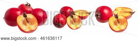 Hawthorn Slice Berry Isolated On White Background Close-up.