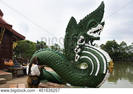 Ancient Naga Or Antique Naka Statue Of Wat Pa Klong 11 Temple For Thai People Traveler Travel Visit