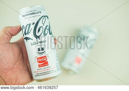 Samut Prakan, Thailand - September 16, 2022 : A New Cand Of Marshmello Limited Edition Coca-cola, St