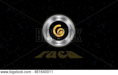 Radio Caca Crypto Currency Images. 3d Illustration. Digital Coins.