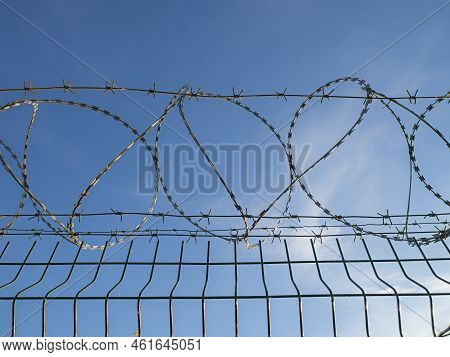 Barbed, Razor Wire - Some Coils Of Barbed Wire Razor Fence