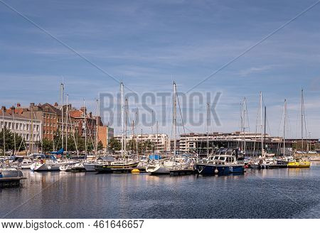 Europe, France, Dunkerque - July 9, 2022: Port Du Bassin De La Marine, Collection Of Docked Sailing 