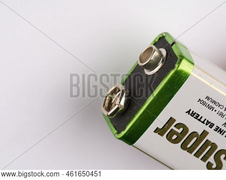 Moscow, Russia-september 15, 2022: Moscow, Russia-september 15, 2022: The Battery Is 9 Volts. View F