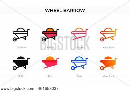 wheel barrow icon in different style. wheel barrow vector icons designed in outline, solid, colored, filled, gradient, and flat style. Symbol, logo illustration. Vector illustration