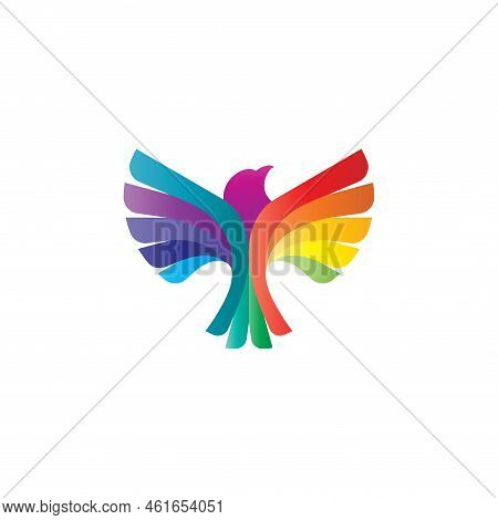Creative Flying Phoenix Colorful Logo Design. Colorful Bird Logo Vector Template