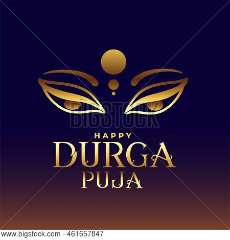 Happy Durga Pooja Navratri Festival Golden Wishes Card Design