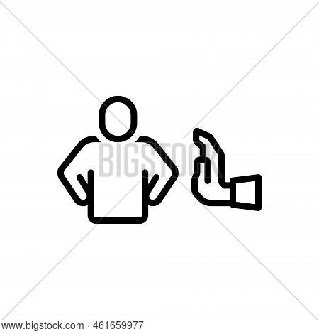 Black Line Icon For Excuse Apology Person Regret Regretful Stop Warning Hand