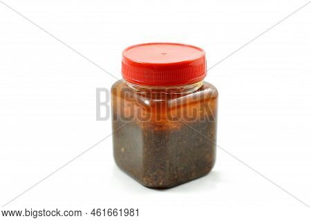 Plastic Jar With Traditional Chili Sauce Made From Chili And Indonesian