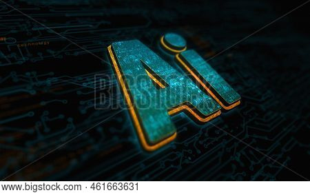 Artificial Intelligence Technology Ai Symbol Digital Concept 3D Illustration