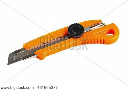 Segmented Blade Or Snap-off Blade Utility Knife Isolated On White Background. Construction Knife. Fi
