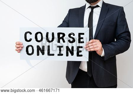 Handwriting Text Course Online. Business Approach Elearning Electronic Education Distant Study Digit