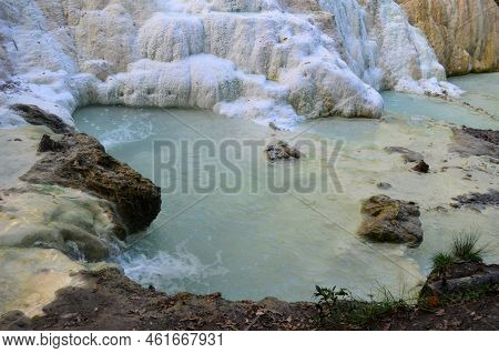 Thermal Hot Spring Known As Bagni Di San Felipa In Tuscany Italy.