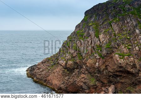 Summer Tundra. Rocky Coastline Of Barents Sea Near Teriberka. Scenery Of Russian North. Kola Peninsu
