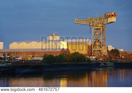 Shipbuilding Crane In Historical Govan Glasgow Scotland