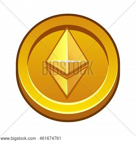 Gold Ethereum Coin. Cryptocurrency, Ethereum Internet Currency Of The Future