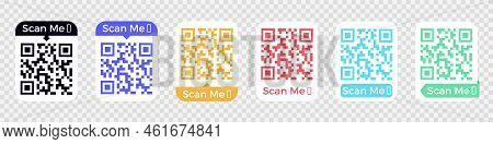 Qr Code Scan For Smartphone. Qr Code Frame Vector Set. Template Scan Me Qr Code For Smartphone. Qr C