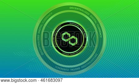 Polygon-matic  Virtual Currency Images. 3d Drawings. Coin Logo