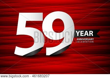 59 Year Anniversary Celebration Logo Vector On Red Background, 59 Number Design, 59th Birthday Logo,