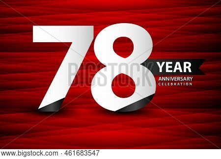 78 Year Anniversary Celebration Logo Vector On Red Background, 78 Number Design, 78th Birthday Logo,