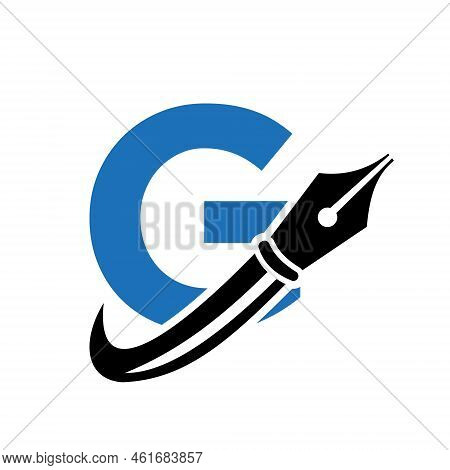 Education Logo On Letter G Concept With Pen Nib Vector Template