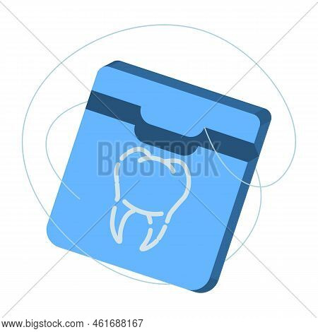 Dental Floss In Realistic Style. Dental Equipment Icons. Colorful Vector Illustration Isolated On Ba