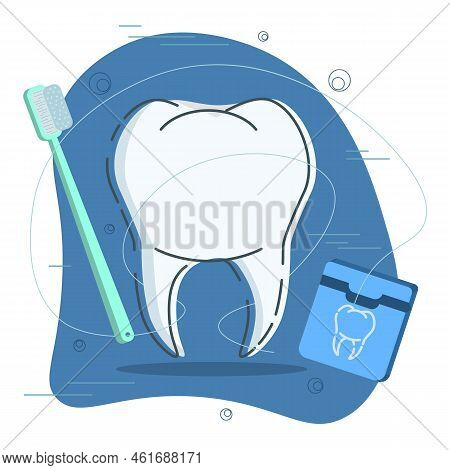 Dental Cleaning Set In Realistic Style. Dental Equipment Icons. Colorful Vector Illustration Isolate