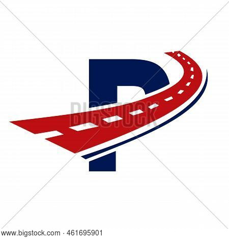 Letter P Transport Logo. P Letter Road Logo Design Transportation Sign Symbol