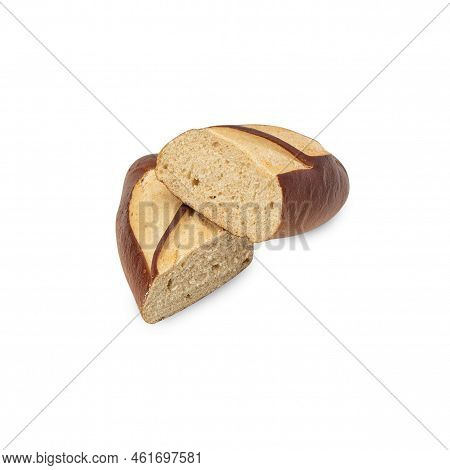 Plain Laugen Bread Isolated On White Background With Clipping Path.