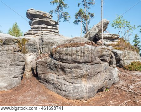 Rock City Ostas, Nature Reserve. Rocky Labyrinth  And Table Mountain, Broumov Region, Czech Republic