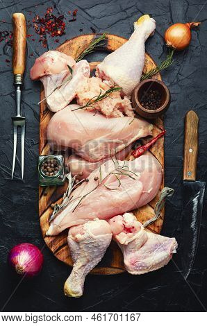 Assortment Chicken Parts For Cooking.